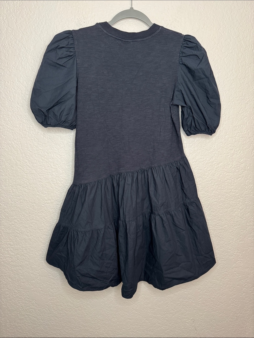 Cinq a Sept Caitlin Asymmetrical Mini Dress XS Puff Sleeve Mixed Media - Picture 5 of 6
